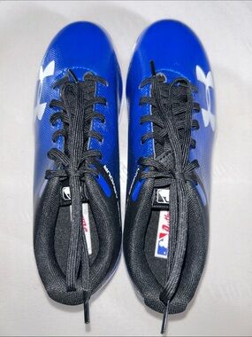 NWOB Under Armour Youth UA Leadoff Low RM Baseball Cleats Royal Blue & White